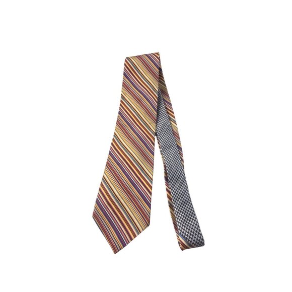 Tommy Hilfiger Silk Tie Multicolor Houndstooth Stripe Preppy Business Office - Picture 10 of 10